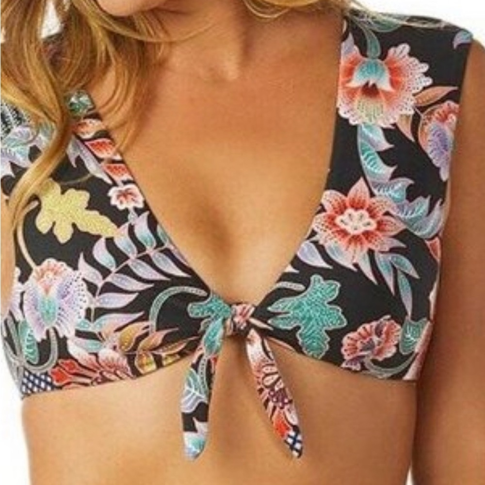 Raisins tie front bikini Indo Bloom top